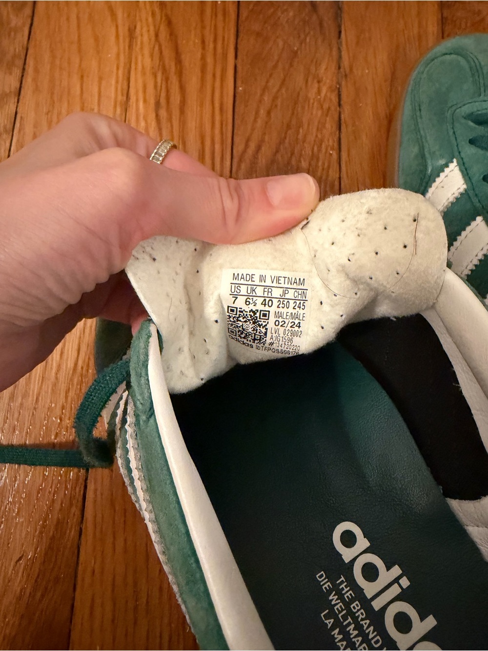 adidas Gazelle Suede Sneaker in Green with White Stripes - Picture 8 of 9